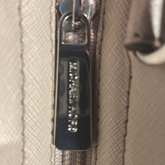 Michael Kors Selma MED Color-block White & Cement Saffiano Leather Messenger Bag - Picture 10 of 14